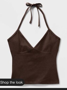 NWT Wild Fable Halter V-Neck Tank Top - Brown